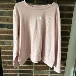 Women’s Plus Size Under Armour Loose Crew Lightweight Sweatshirt, 2X, Blush Pink